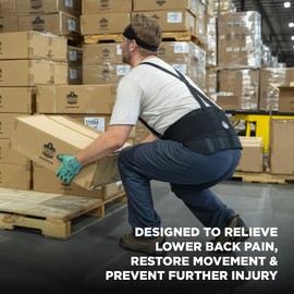 Ergodyne ProFlex 1625 Back Support Brace, Stays and Rubber Webbing for Snug Fit, Removeable Straps, Adjustable,Black,Small