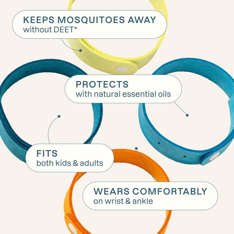 Cliganic Mosquito Repellent Microfiber Bracelets (10 Count) - for Adults