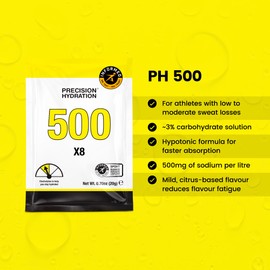 Precision Hydration Precision Hydration Electrolyte Powder Packets - No Artificial Ingredients, Multi Strength Hydration Packets - Individual Waterproof Servings - Gluten Free, (10 Boxes (80 Packets), 500mg/l-Yellow)