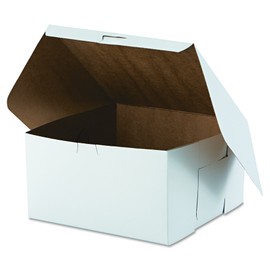 Southern Champion Tray 0977 Premium Clay Coated Kraft Paperboard White Non-Window Lock Corner Bakery Box, 10" Length x 10" Width x 5-1/2" Height (Case of 100)