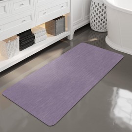 Mecko Bath Mat, Ultra Absorbent Quick Dry Bathroom Floor Mats-Rubber Non-Slip Thin Bathroom Rug Fit Under Door, Faux Suede Surface Shower Rug for Bathtub, Sink, Shower Room(Lavender Purple,24"x48")