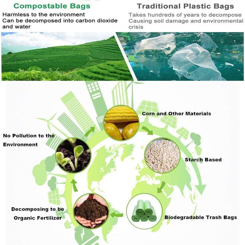 2 Gallon Compostable Trash Bags Small Biodegradable Garbage Bags 7.5