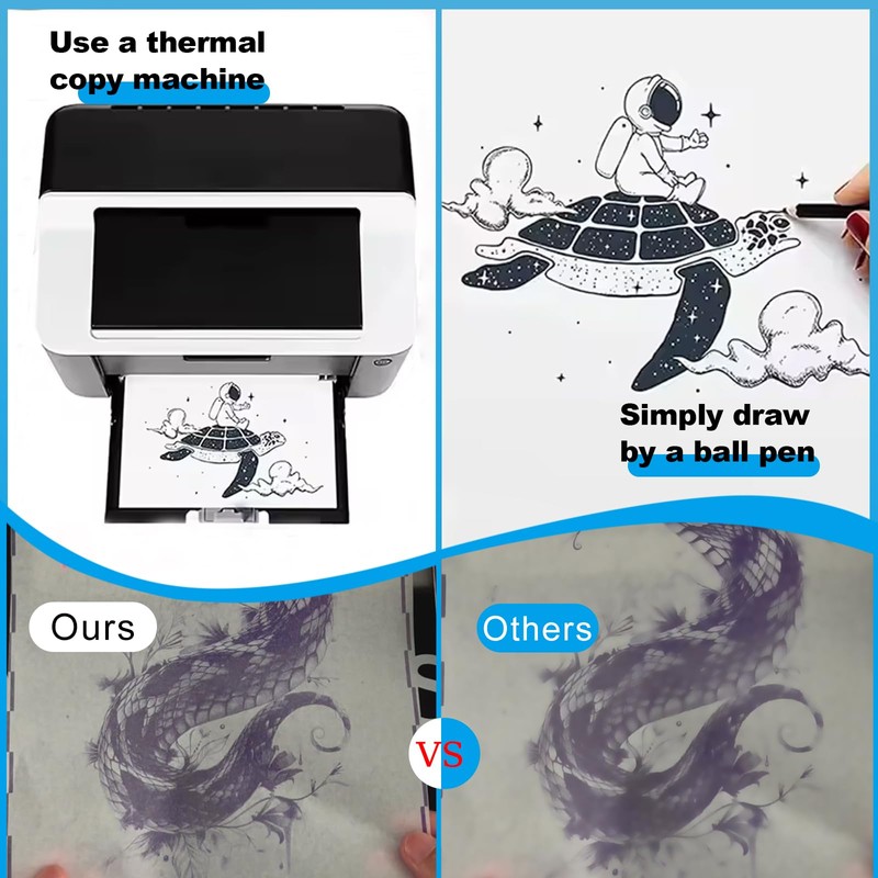 Tattoo Transfer Paper 100 Sheets, Thermal Stencil Paper for Tattooing