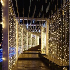 Geanmoki 306 LED Window Curtain String Light Wedding Party Home Garden Bedroom Outdoor Indoor Wall Decorations