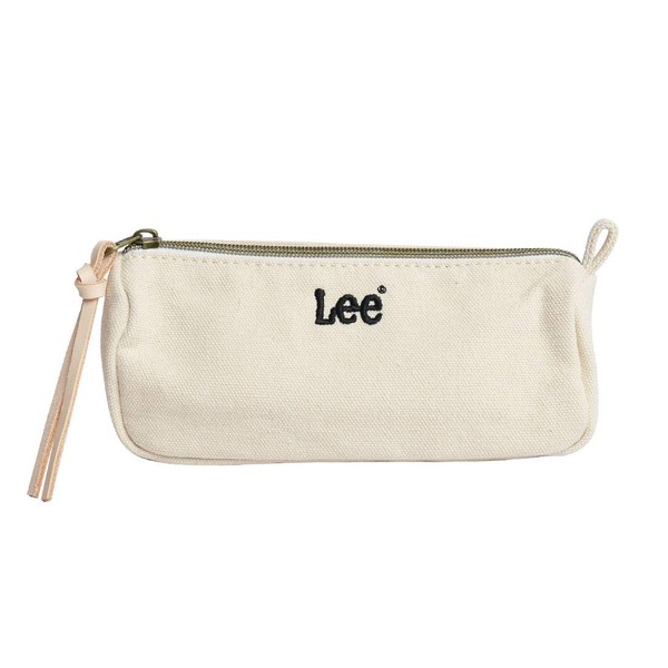 Lee Pouch, Large Capacity, Stylish, Multi-Pouch, Cosmetic Pouch, Pen Case, Denim, Cute, Stationery, Pencil Case, Logo, Mini Pouch, Small, Light, white (off-white)