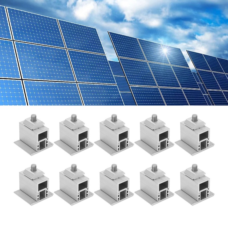 10Pcs Adjustable PV Solar Panel Middle Clamp Aluminum Alloy Photovoltaic