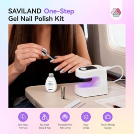 SAVILAND Glassy Cat Eye One-Step Gel Polish Kit: 5-In-1 Jelly Silver Magnetic Gel Nail Polish with Fast Curing Mini U V Nail Lamp Magnet CatEye Nails Home Easy To Use Women Gift 15ML Travel
