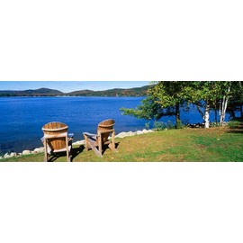 Walls 360 Peel & Stick Wall Murals: Adirondack Chairs On A Lawn Fourth Lake (72 in x 24 in)