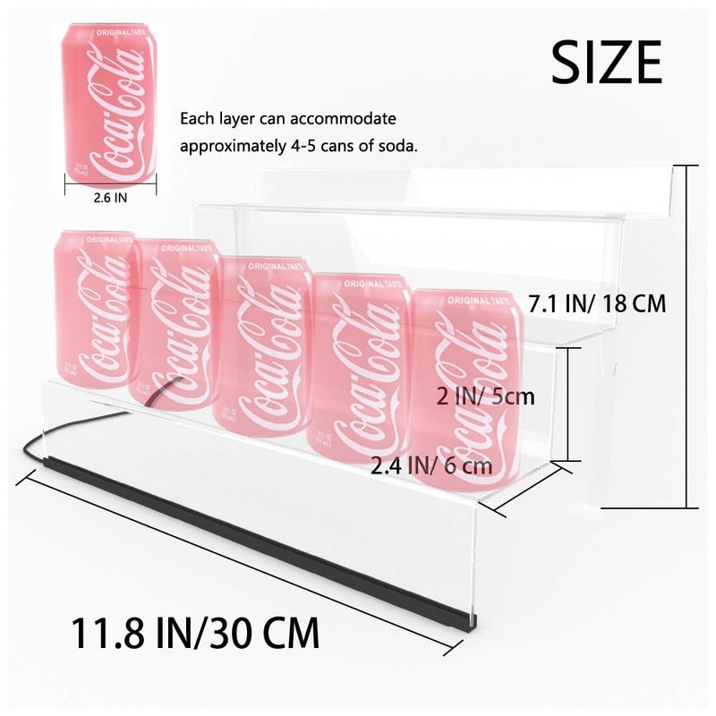 12 IN Clear Acrylic Display Riser Shelf with LED light,3