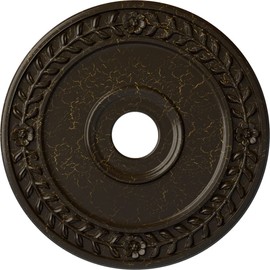 Ekena Millwork CM21WRSHC Wreath Ceiling Medallion (Fits Canopies up to 6"), Hand-Painted Stone Hearth Crackle