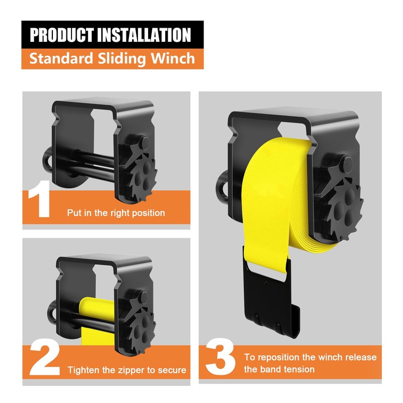 SALUINOKI 4 Pack Sliding Winch for Flatbed Trailer, Flatbed Tie