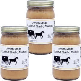 Amish Mustards Roasted - Garlic - 7 Oz Jar - Pkg of 3 Jars