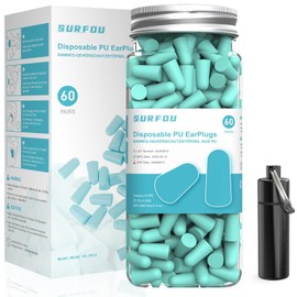 SURFOU Ear Plugs for Sleeping 60 Pairs, 38 dB Noise Reduction, Reusable & Environmentally Friendly, Comfortable Fit for Side Sleepers, Ideal for Travel, Sleep & Study, Green