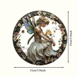 WIOEERS Angel Fairy Acrylic Window Hanging, Fairy Stained Glass Sun Catcher, Holiday Decorations, Christmas Decorations, Acrylic Window Decoration Fairy Girl Art.