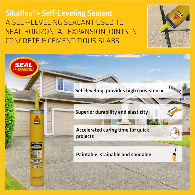SIKA Sikaflex Self Leveling Sealant, Gray, Polyurethane, 29 fl oz,
