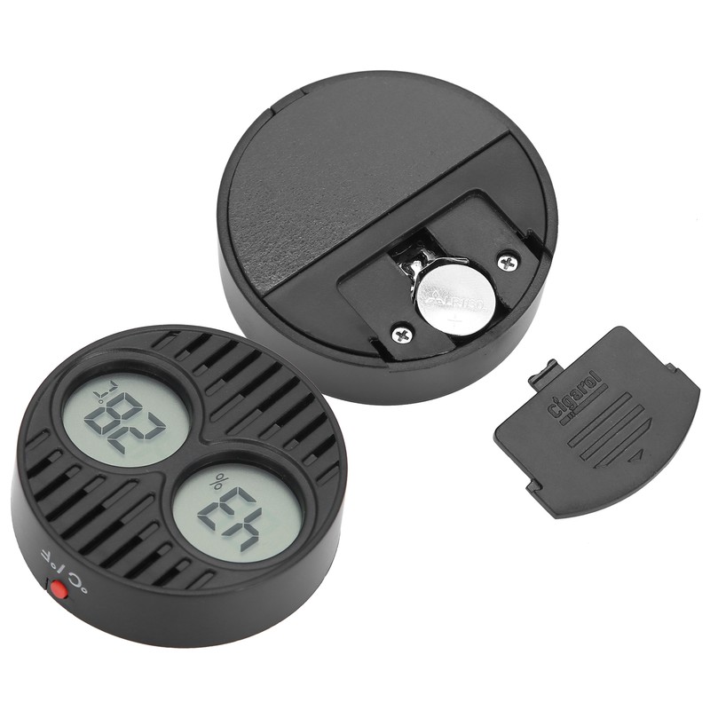 Round Hygrometer Thermometer ℃/℉ Digital Display High Accuracy Cigar Box
