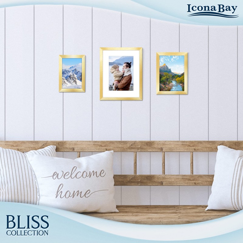 Icona Bay 5x7 Gold Picture Frame, Modern Style Wood Composite