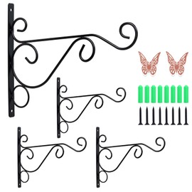Plant Hanger Bracket (4-Pack),Wall-Mounted Metal Hanging Basket Bracket,for Hanging Lanterns,Planters,Bird Feeder,Wind Chimes,Home Decoration
