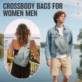 vivatote Crossbody Sling Backpack Waterproof Sling Bag for Men Women Travel Hiking Chest Bag Daypack Multipurpose Cross Body Fanny Pack, Green