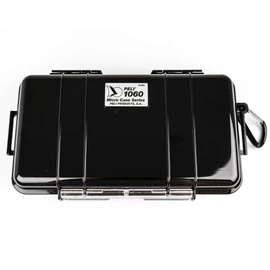PELI 1060 Micro Case, Small Protective Case, IP67 Watertight, 3L Capacity, Made in US, Black/Black Liner