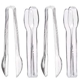 Heavy Duty Disposable Clear Plastic Serving Utensils, Spoons, Forks & Tongs for Weddings, Catering, Food Service, Parties and More! (12, Tongs)