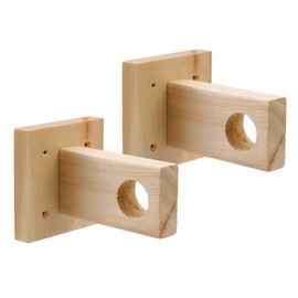 Antrader Unfinished Wooden Curtain Rod Holder Brackets,Ceiling Mount Closet Pole Socket Pipe Bracket Holder with Screws,Inner Hole Diameter 27mm/1.06",2Pcs