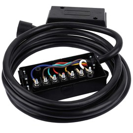 cciyu Heavy Duty 7 Way Plug Inline Trailer Cord with 7 Gang Junction Box, 7 Pin Trailer Wiring Harness for RV Truck Camper, Weatherproof, 8 Feet
