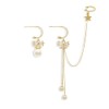 Sonateomber Gold Bow Pearl Asymmetrical Ear Cuff Long Chain Drop