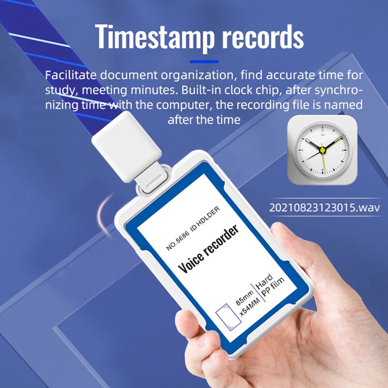 ID Card Voice Recorder AI Intelligent HD Noise Cancellation Voice