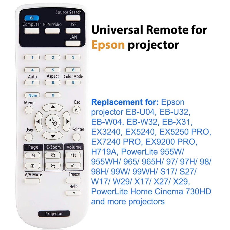 Universal Projector Remote Control, Compatible with All Epson Projector, Home