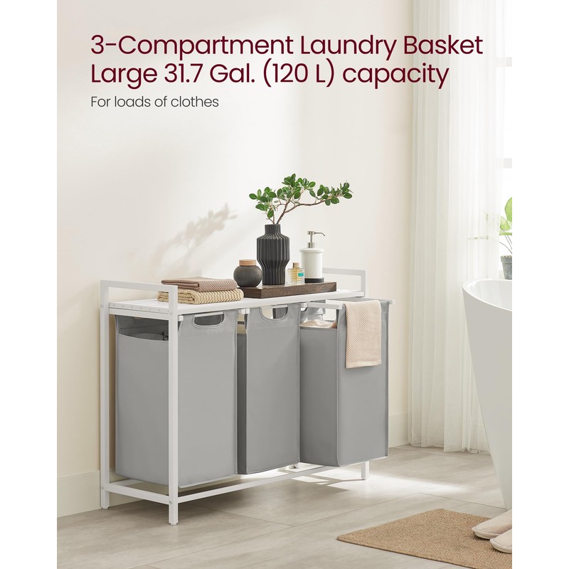 VASAGLE Laundry Hamper, Laundry Basket, Laundry Sorter with 3 Pull-Out