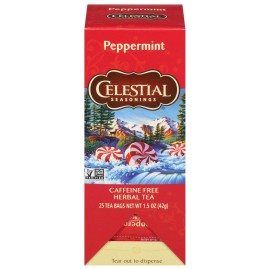 Celestial Seasonings 25 Count Pure Peppermint Tea Leaves Caffeine Free Gluten Free Organic Brew