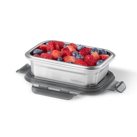 Starfrit LocknLock STEEL - Stainless Steel Container - 14oz/400ml - Airtight & Leakproof - 4-Sided Locking Lid