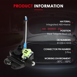 cciyu Rear Trunk Latch Lock Actuator for Hyundai Sonata 2015 2016 2017 with Cable Rod Remote Tailgate Hatch Door Lock Latch Replaces For 81230-C1010