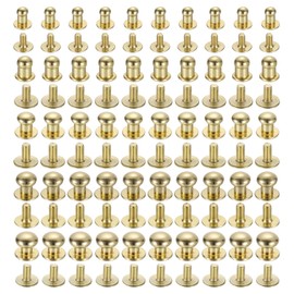 QUARKZMAN 4/5/6/7/8mm Ball Head Rivets Screw Rivets, 50 Pack Round Button Nipple Rivets for DIY Leather Craft, Handbag, Belt, Light Golden