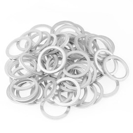 HELIFOUNER 50 Pieces M14x18x1.5mm Automotive Drain Plug Gaskets, Oil Crush Washers, Aluminum Flat Washers, Inner Diameter 14mm, Outer Diameter 18mm, Thickness 1.5mm