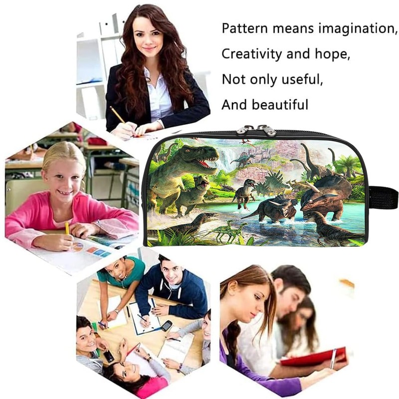 YGCHEN Dinosaur Pencil Case Children's Stationery Bag Large Capacity Dino