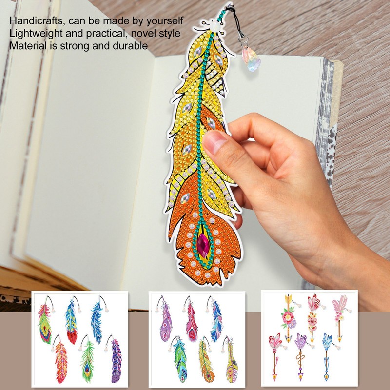 DIY Diamond Feather Bookmark Lightweight Delicate Bend Resistant Beaded Page