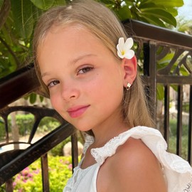 Cosol Silver Lucky Four Leaf Clover Earrings, 925 Sterling 14K Gold Plated Flower Hoop Earrings for Women Hypoallergenic Mini Small Hoops White Jewelry Gifts