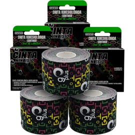 3 Pack Cinta Kinesiologica Negra 5 m Go Plus