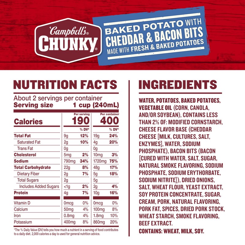 Campbell's Chunky Soup, Baked Potato with Cheddar and Bacon Bits
