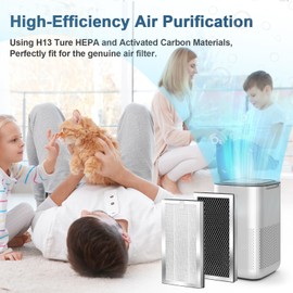15 Air Purifier H13 HEPA Replacement Filter Compatible with 15 Replacement Filters, 3 in 1 of Pre-Filter, H13 Ture HEPA and Activated Carbon, 4 Pack