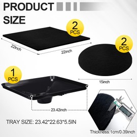 BBTO Car Transmission Drain Pan for Oil Drain Pan with 2 Pcs 22'' and 2 Pcs 15'' Oil Pad for Splash Large Fluid Catch Square Fits Many Different Funnels Maintain Floor Clean