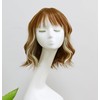 Short Bob Wavy Curly Wigs Ginger Brown Blonde Highlights Wigs