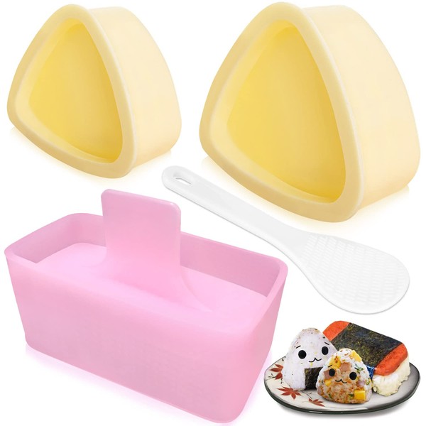 Onigiri Mold, 3 Pack Rice Mold Musubi Maker Kit, Musubi Maker Press, Classic Triangle Rice Ball Mold Maker for Kid Lunch Bento and Home DIY