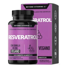 Resveratrol 100% Vegano de alto contenido en Polifenoles | Pimienta Negra Para Mejor Absorción, Vitamina C, Semilla De Uva Y Acai Beyond Vitamins Antioxidante | Vitaminas Mujer / Hombre - 60 Capsulas