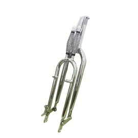 AUTES 26" Springer Fork 1" Threaded Bicycle Fork, Cruiser Chopper Bike Dual Spring Classical Fork (Chromed)