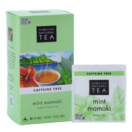 Hawaiian Natural Tea Organic Mamaki Mint Tea Blend - Caffeine Free Herbal Tea - Antioxidant-Rich, Calming, Wellness Tea for Bedtime, Anxiety & Stress - Gift for Tea Lovers - 20 Tea Bags