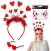 Amor Costume Glasses Accessories, Heart Headband Red, Glitter Heart Headband