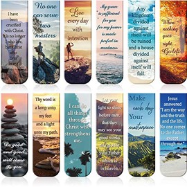 Magnetic Bookmarks Bible Verse Page Clip Scripture Magnet Page Markers Assorted Inspirational Book Markers Set with Landscape for Students Teachers Reading (12 Pieces)